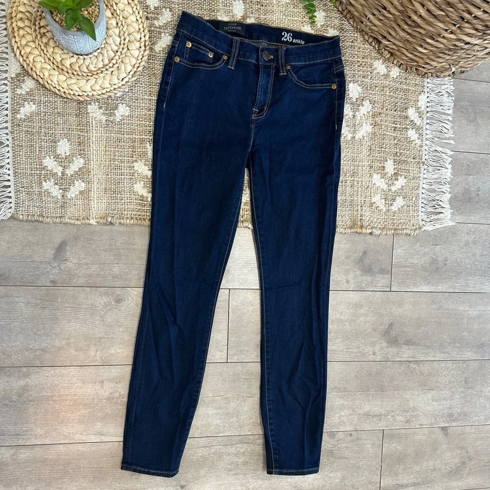 J. Crew Women’s Toothpick Skinny Ankle Jeans Size 26 Dark Blue Jeans Like New